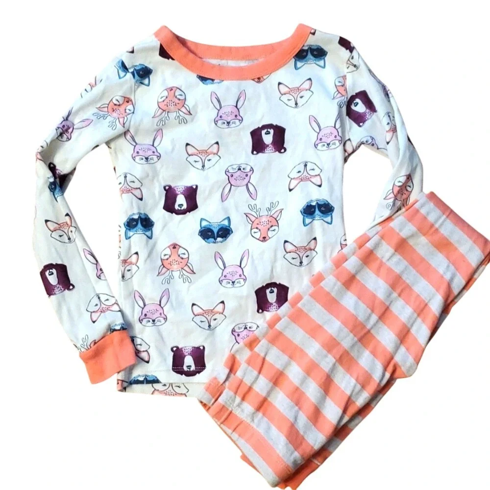 Member's Mark Girls Size 6‎ Forest Animal Striped Pajama Set